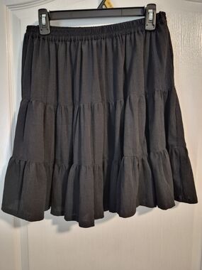 Black Tiered Skirt with Elastic Waist